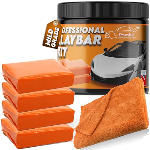 Xtremeauto Clay Bar Kit For Cars – Premium Detailing Claybar Kits With Microfibre Cloth, X4 100G Mild Grade Clay Bars + Cleaning Towel, Professional Vehicle Clay Bar Kits For Cars