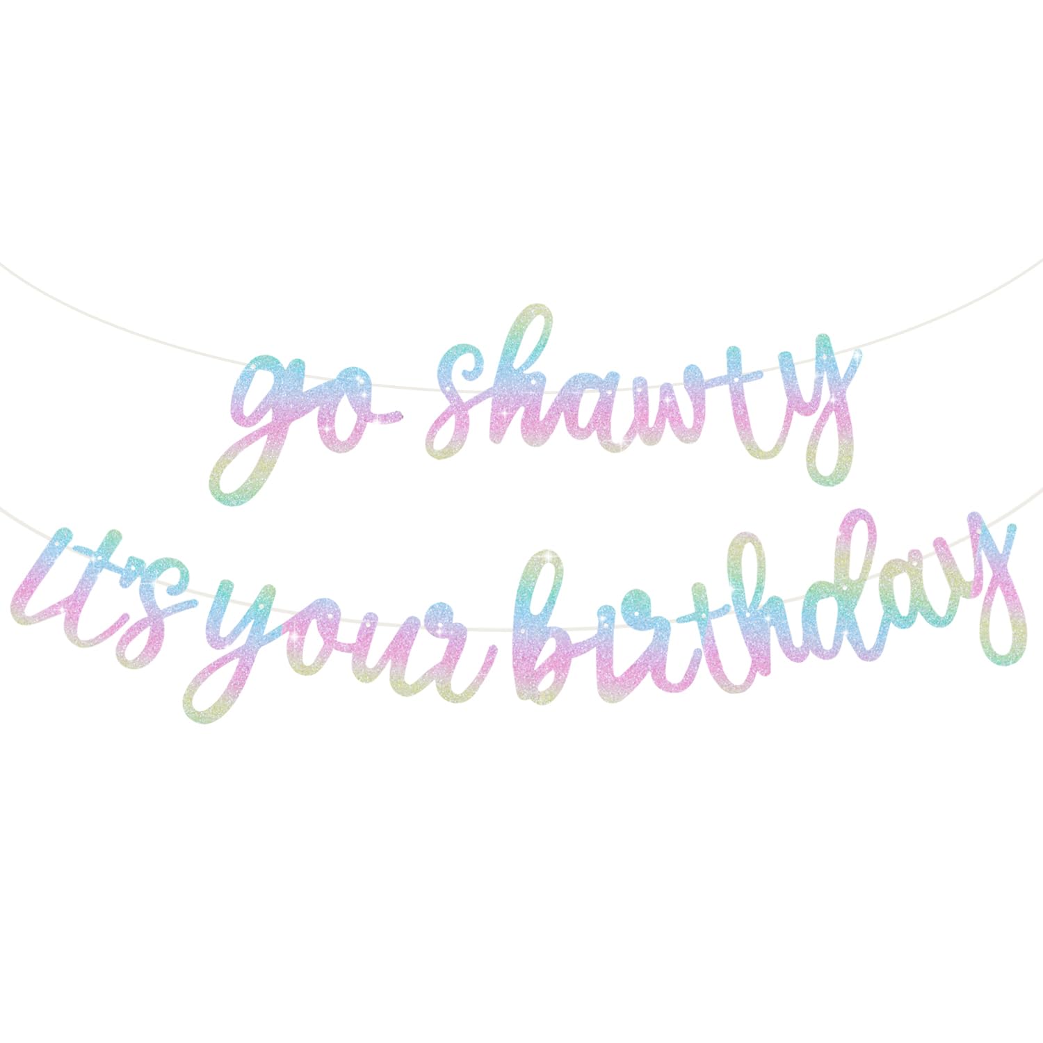 Glitter Birthday Banner - Pre-Strung & Easy Decor -24