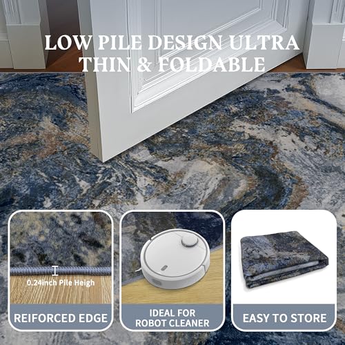 Tapete corredor moderno azul 2x6 pies miniatura 7