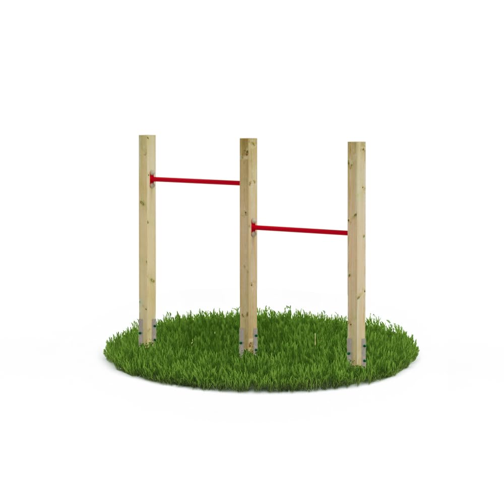 Wickey Doppel-Reckstange FIT Tumble 302 - Spielplatz Turngerät - Kinder Reckstange - Spielgerät aus Holz - 206x9x151 cm