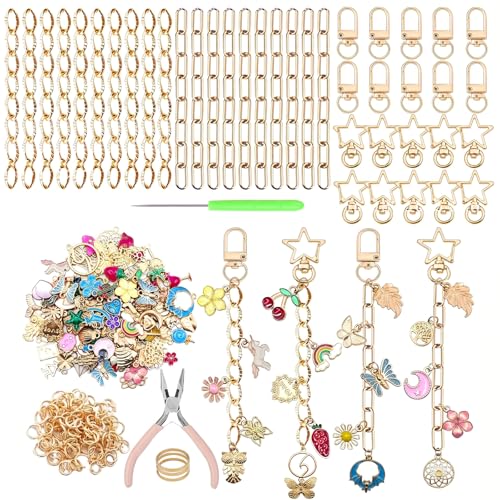 Kit porte-clé à fabriquer avec 100 charms et pinces pour création de bijoux