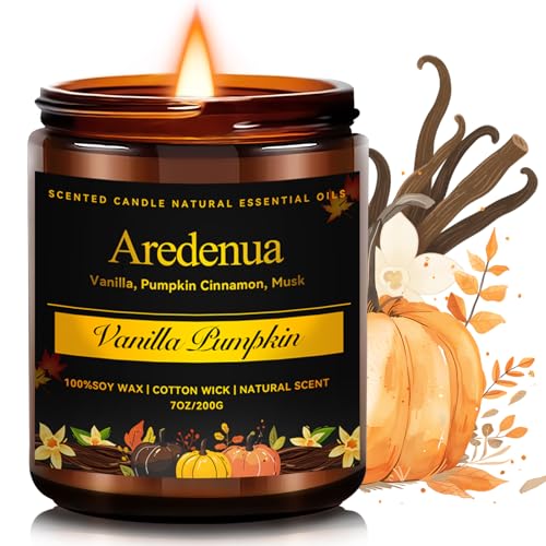Vanilla Pumpkin Candle Fall Holiday & Seasonal Pumpkin Aroma Autumn Soy Candle for Christmas Home Dcor & Cozy Seasonal Gifting