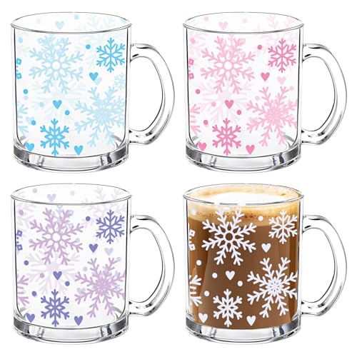 Set de 4 Mugs de Vidrio con Copo de Nieve 12 oz miniatura 1