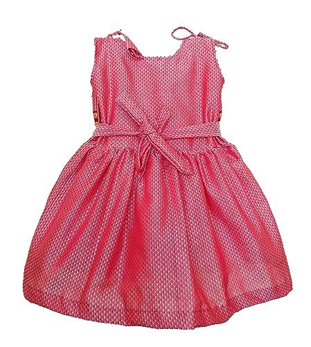 Image of Girl's Indian Traditional Ethnic Wear Reshim Cotton Khan Knot Frock