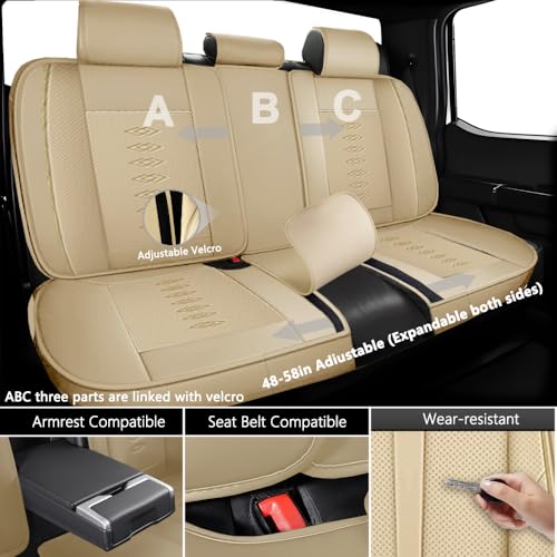 Image of Car Seat Covers for Neon,for Dodge Neon 2000-2005,Leather Full Set Seat Covers,Airbag-Compatible Car Seat Protectors,Waterproof Seat Cover for Cars(Beige,5PCS Only)