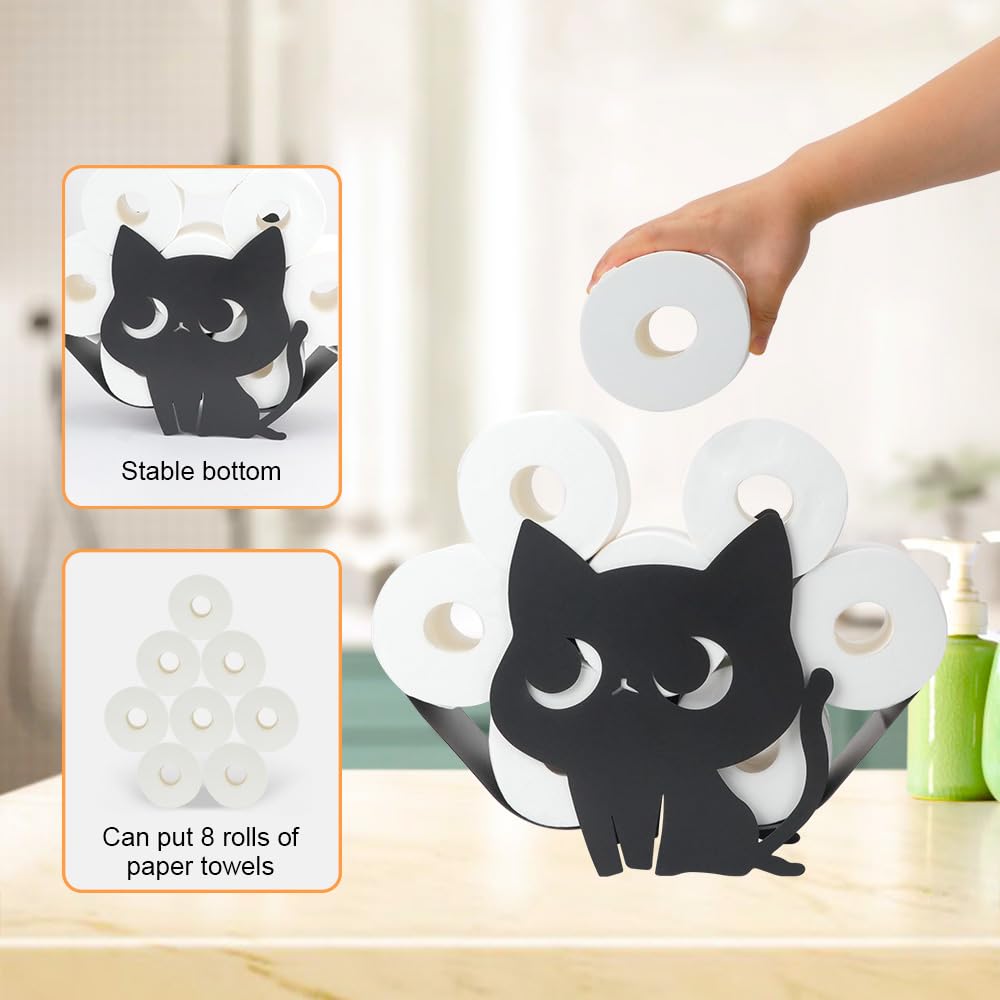 Portarotolo Carta Igienica A Forma Di Gatto - Set Da 4, Porta Rotolo Autoportante Stampato 3D, Divertente Accessorio Per Bagno