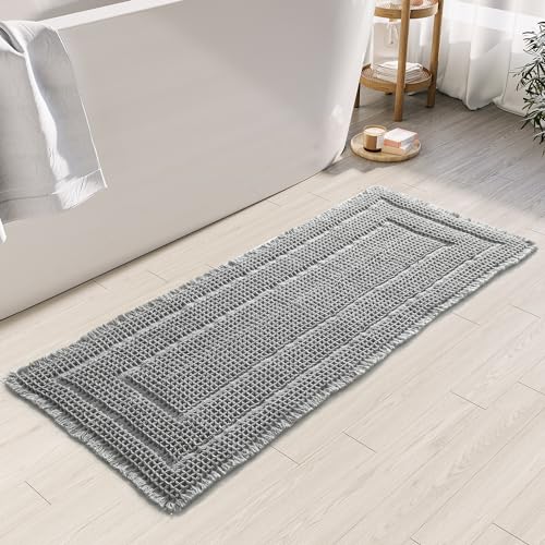 BULULOM Bath Mats for Bathroom Non Slip,Waffle Luxury Bath Mat,Machine