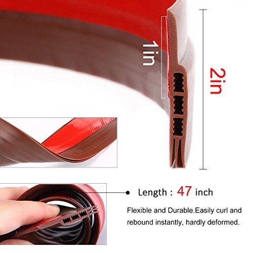 MAGZO Door Weather Stripping Bottom, 2 Inch Width X 47 Inch Length Door Draft Stopper Door Sound Blocker Weather Stripping for Doors(Brown)