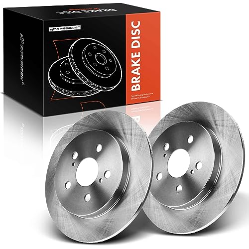 A-Premium 10.20 inch (259mm) Rear Solid Disc Brake Rotors Compatible with Select Lexus Pontiac and Toyota Models - Corolla Matrix Prius Prius AWD-E Plug-In Prius Prime CT200H Vibe 2-PC Set