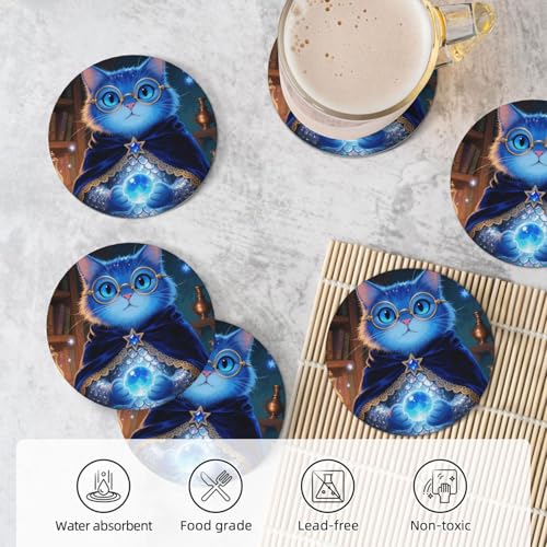 Dessous de verre chat céramique anti-tache d'eau avec socle pour protection table