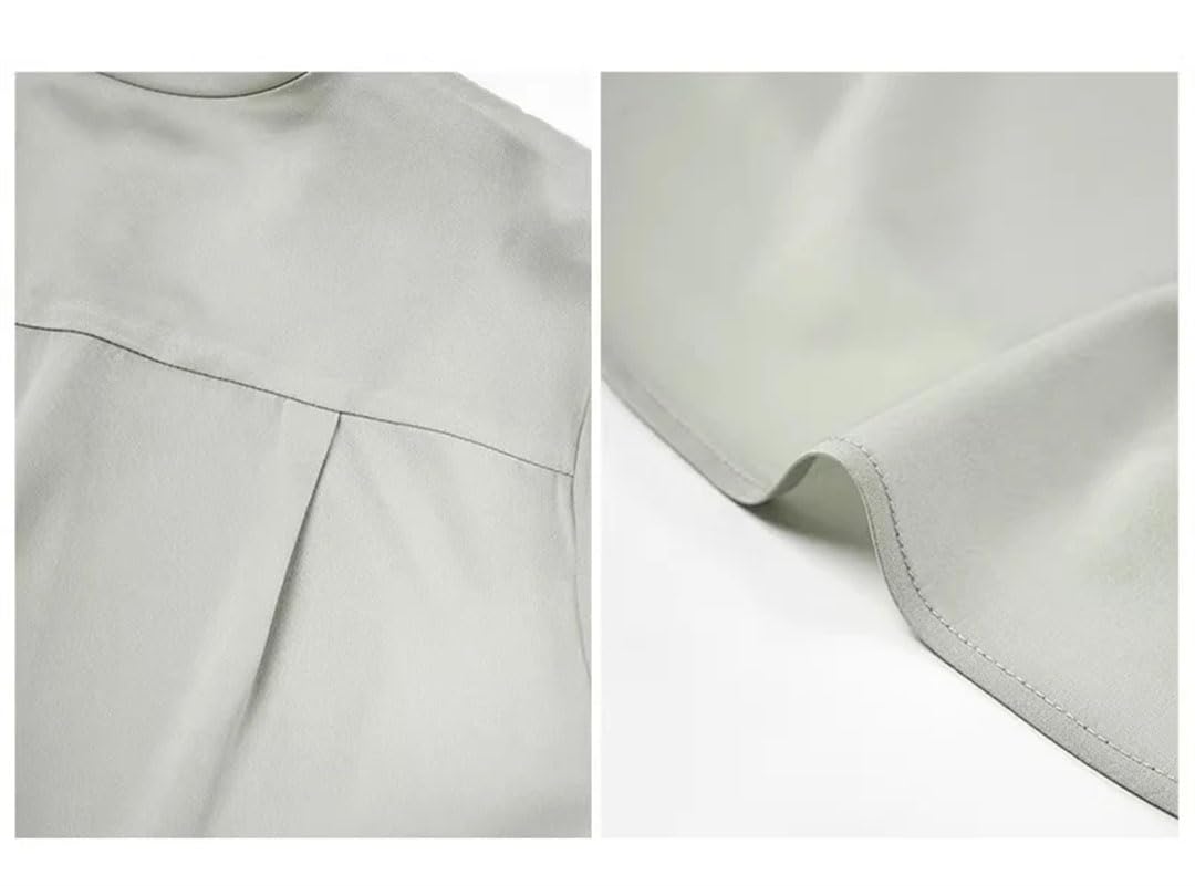 Camisas formales de negocios para mujer, plisadas, de manga larga, de seda satinada, para el trabajo