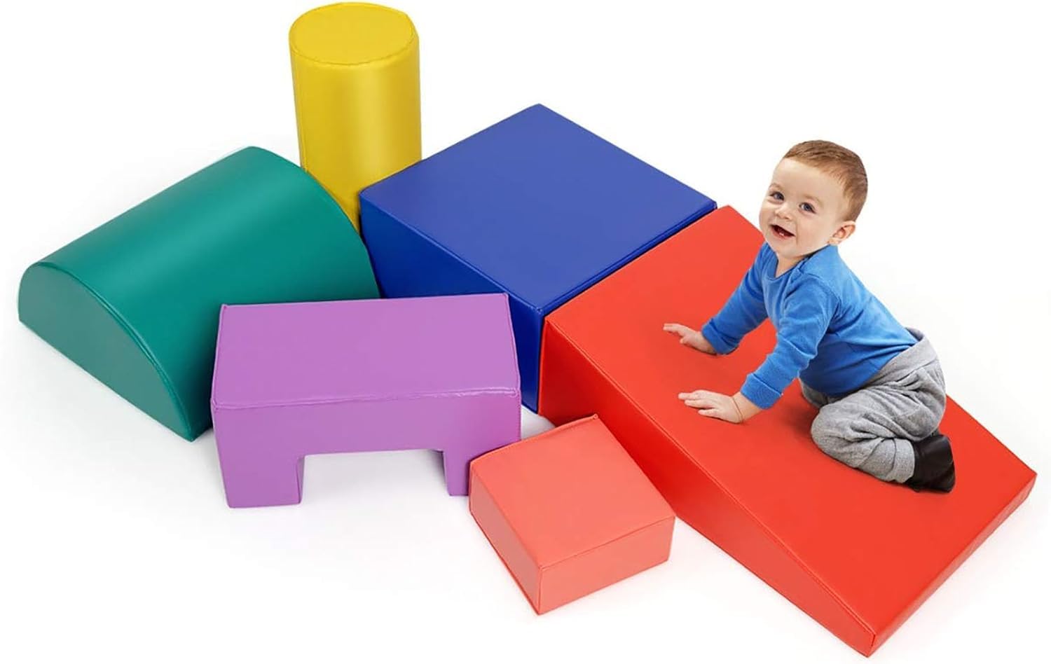 FANTASK 6 STK. Schaumstoffbausteine Farbe, Baby Softbausteine aus Schaumstoff, Riesenbausteine zum Toben und Klettern für Schulkinder, Großbausteine Mehrfarbig, für Kinder im Vorschulalter