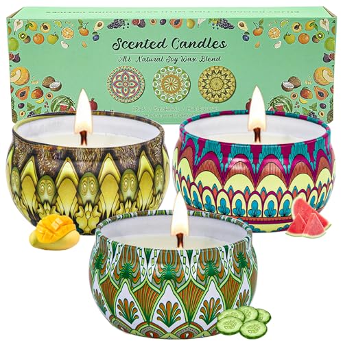 Candele profumate Regali per donne, 3 set Candele aromaterapiche Regali per lei, Candela in cera di soia per la Festa della Mamma, Natale, Compleanno,San Valentino,Bagno,Yoga,Sonno