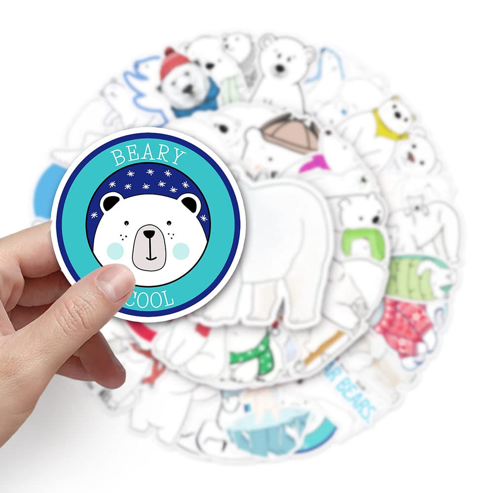 Minimal Polar Bear Vinyl Stickers, 50 PCS Waterproof Hand-Drawn Animal Decals for Laptops Scrapbooking, Journals, Notebooks - Image 4
