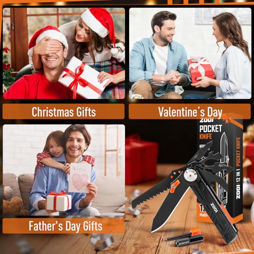 ZOOI Stocking Stuffers for Men Adults, Pocket Multitool Gifts for Men Dad Him, Mens Stocking Stuffers, Mens Christmas Dad Gifts, White Elephant Gift for Adults, Pocket Tools for Fishing Camping Gear - Image 4