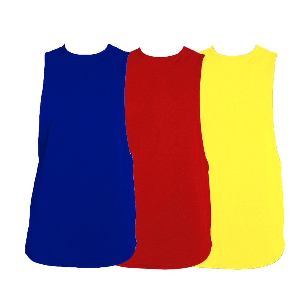 ZUEVI Maglietta Uomo Taglio Muscolare Lati Aperti Bodybuilding Canottiera Canottiera Palestra Allenamento Stringer-Tshirt, Zred & Zyellow & Zblue, L