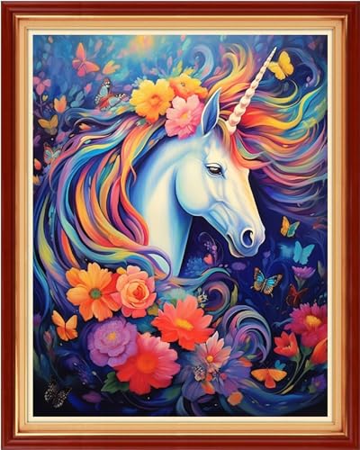 Image of Foxdiviy Stamped Cross Stitch Kits Full Range of Embroidery Needlework Starter Kits for Beginners Adults 11CT Embroidery Patterns Art Crafts DIY Needlepoint Kits-Colorful Unicorn 16x20 inch