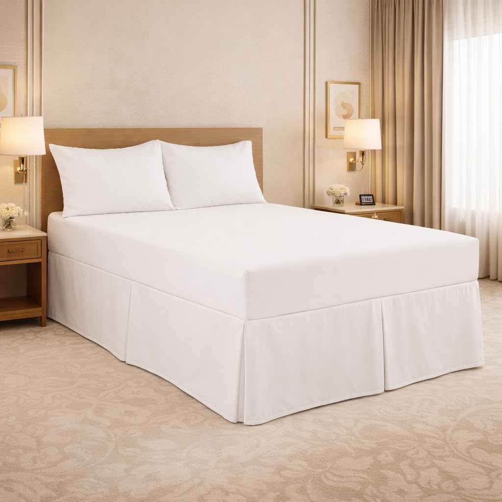 Arlinens White New Plain Dyed Poly Cotton Platform Base Valance Sheet Size Double Colour