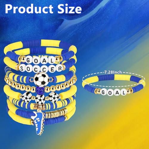 Soccer Beaded Bracelets, Game Day Clay Friendship Bracelets Soccer Sport Fan Stretch Bracelet for Sports Game Team Coach Mom Women Men Jewelry Accessories Gift for Christmas3