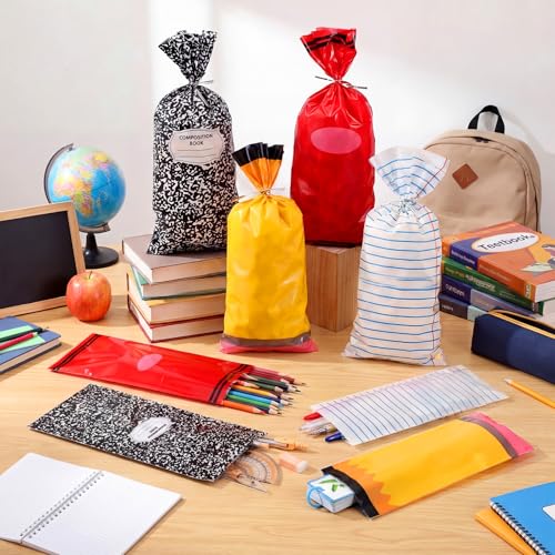 Image of 200 Pcs Back to School Popcorn Bags Bulk First Day of School Gift Bags Candy Treat Goodie Containers with 200 Silver Twist Ties for Grad Party Supplies
