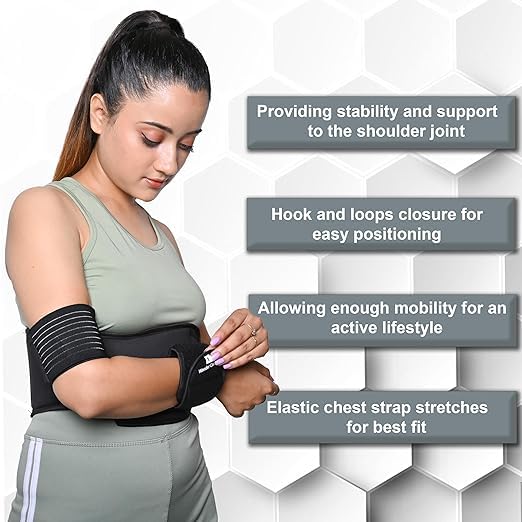 Wonder Care Épaulière gauche droite noire pour immobiliser les épaules du bras ou du cou de clavicule, luxation osseuse