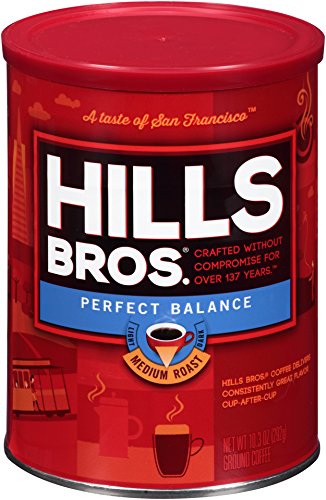 Hills Bros Perfect Balance Ground Coffee, Medium Roast, 10.3 Oz. Can â€“ Full-Bodied Classic Rich Coffee Taste, Half the Caffeine