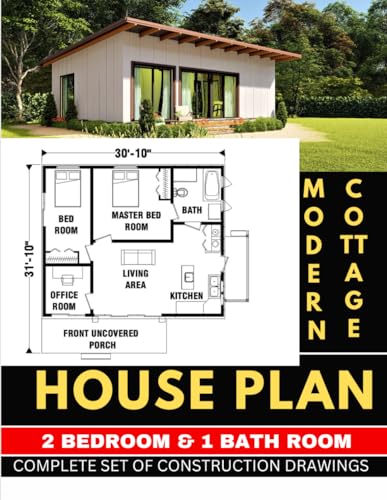 2 Bedroom & 1 Bathroom Modern Cottage House Plan with 770 Square Feet:...