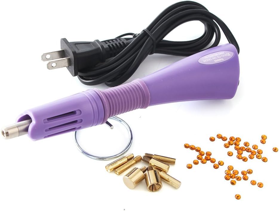 Grillix Penna Applicatrice per Strass, Applicatore di Strass Hotfix, con 7 Punte, Staffa e Vassoio, per Tessuti, Scarpe e Abbigliamento