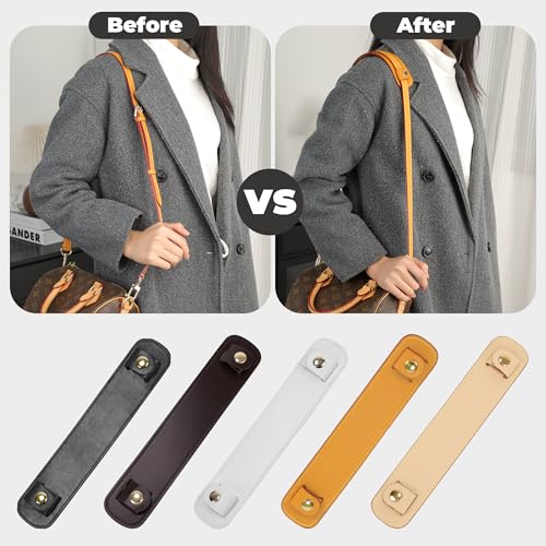Lambskin Leather Shoulder Strap Pad for Designer Trendy Bags,Detachable Replacement Pressure Relief Cover for Women Tote Bag Handbag Purse Backpack【Beeswax,Gold Studs】4