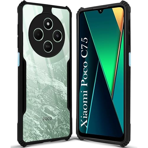 Image of Jkobi Back Cover Case for Poco C75 | Poco M7 (Shockproof with Polycarbonate Clear Panel | Professional Black)