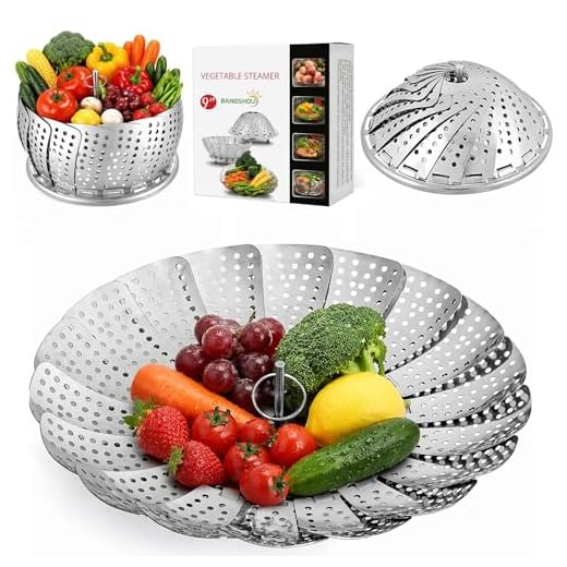 Bangshou Stoomkoker van roestvrij staal, verstelbare stoommand voor groenten en fruit, opvouwbare mand, roestvrij, bloem madeliefje koken stomen (22,5 cm)