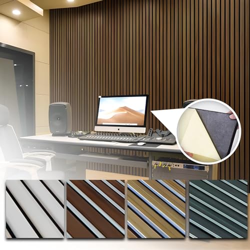 Arrowzoom 4枚 3D音響パネル 吸音フェルトアート 木製プリントスラットパネル 壁ベニヤ 内壁装飾用 60x60x1.8cm ウォールナット 1441