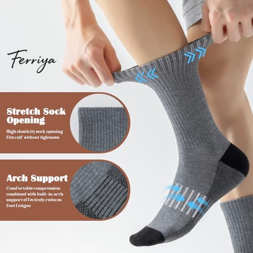 6 Pairs Men's Boot Work Socks, Terry Cushioned Crew Socks, Reinforced and Moisture Wicking for Outdoor Activities4