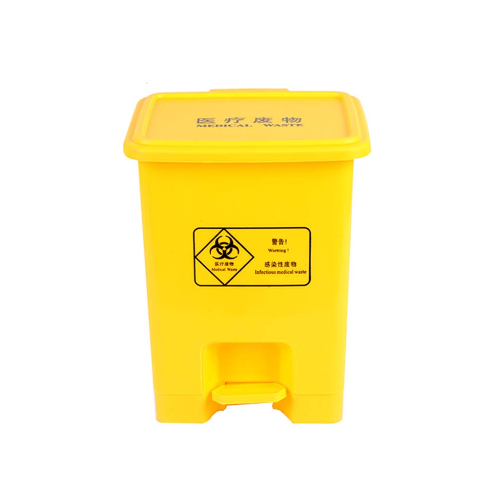 Medica Con coperchio Pattumiera, Cestino per rifiuti da cucina, Stepping, Clinica ospedaliera/giallo / 15L