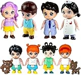 FUNERICA Dollhouse People Figures Playset - Adorable Dollhouse Family with Parents, Siblings, Doctor, Nurse, & Pets - Cute Little People Figures Doll House Accessories Toys