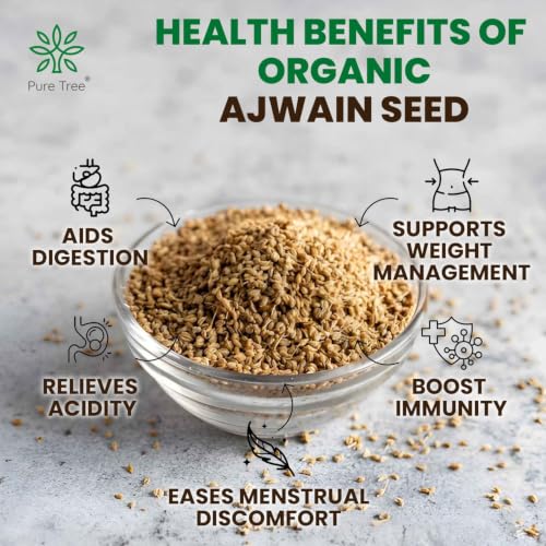 Image of Pure Tree Certified Organic Carom Seeds | 10 Kg / 10000 g | Ajwain Seeds | Omam | Vamu | Ajowan | Ayamodakam Seeds Rich In Antioxidants