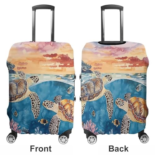 Ocean Turtles Tropical Fish Coral Luggage Covers Washable Travel Suitcase Cover Elastic Baggage Protector3
