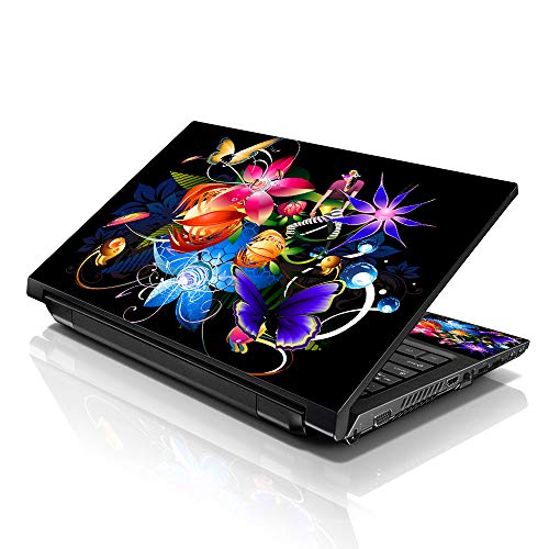 Image of LSS 17 17.3 Inches Laptop Notebook Skin Sticker with 2 Wrist Pads - Reusable Cover Protector Vinyl Sticker Cover Decal Fits 17 inch - 19 inch HP Asus Acer - Multi Colored Floral Pattern