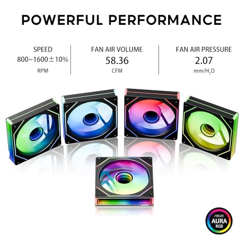 Image of Prism4 MAX 120mm PC Reverse Blade ARGB case Fan,Infinity Mirror RGB Light Effect 5V 3PIN Motherboard Light Sync 800~1600RPM PWM PC Fan(Black Forward-1Pack)