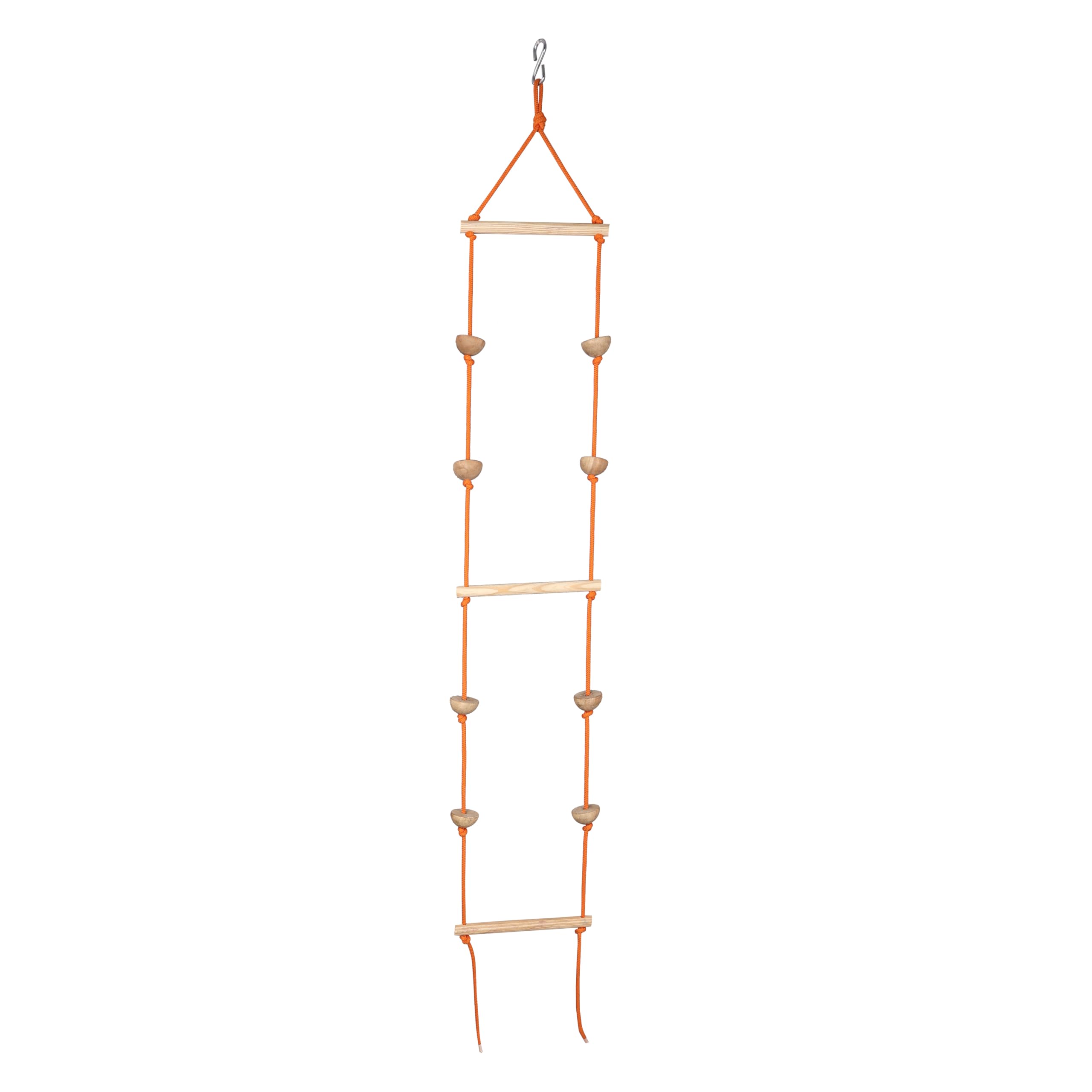 BOFFLE Rope Ladder for Kids | Climbing Stairs for Kids | Wooden Scales for Kids (3-10 Years, Orange L+Ball, Unisex)