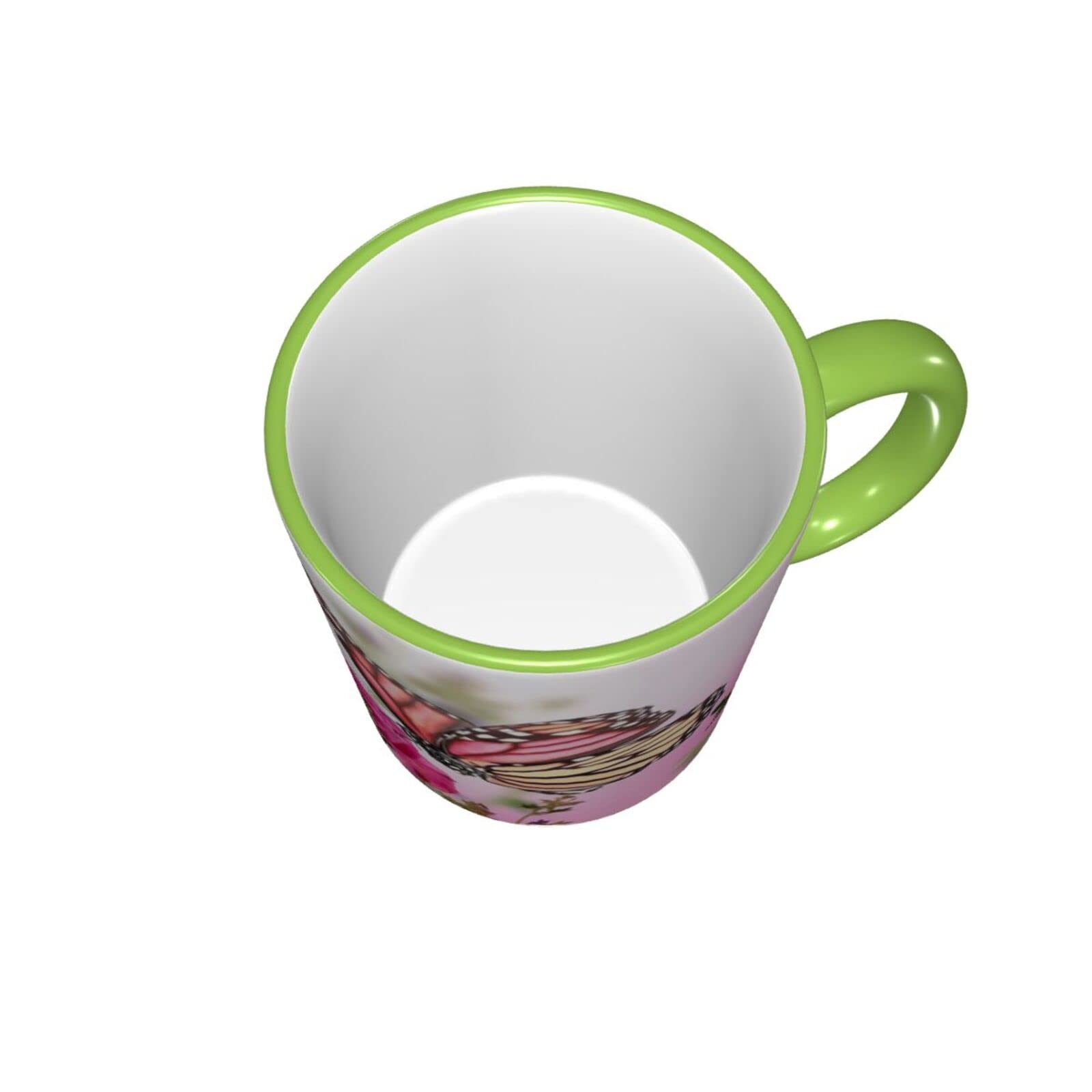 Amazon.co.jp: ピンクのバラの花の装飾蝶 マグカップ 陶器製 