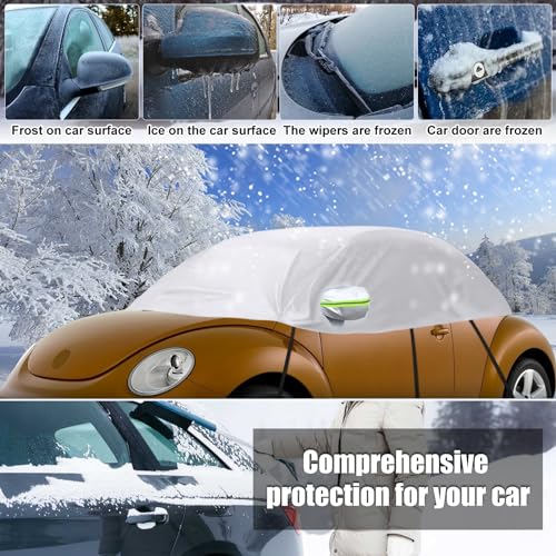 Image of Car Cover Waterproof Replacement for 1998-2019 VW Beetle, Sunproof Half Car Cover, Half Garage UV Resistant Half Car Cover Dustproof Snowproof Outdoor Indoor