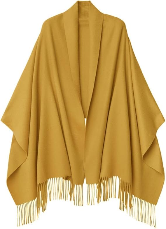 PFLife Bufanda de Cachemira Femenina 80'' x 27'' Bufanda de Regalo Femenina Pashmina Chal Suave y Cálida en Invierno Envuelta (A-Amarillo Mostaza)