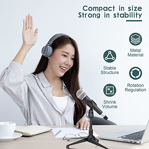 Konohan 3 Pack Desktop Mic Stand Portable Foldable Tripod With Mic Clip Holder Adjustable Height Table Microphone Stand Desk 5/8 Inch Male To 3/8 Inch For Dynamic Recording Podcast thumb #5