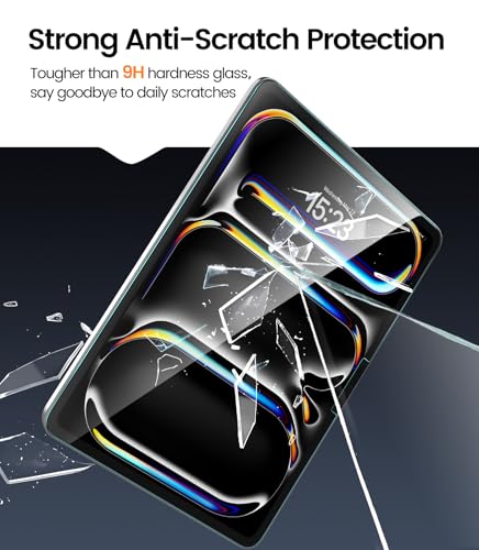 Image of EZ-GLAZ-2 Pack for iPad Pro 13 Inch Screen Protector M5 /M4 (2025 /2024), Military-Grade Shatterproof, 9H+ Tempered Glass with Installation Box, Anti-Scratch, Apple Pencil Compatible, HD Clarity, Bubble Free