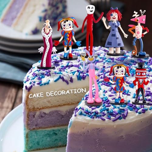 Set De 8 Figurines Clown Décoration Gâteau - Cupcake Topper, PVC Coloré - Pour Anniversaire, Carnaval, Fête Enfant