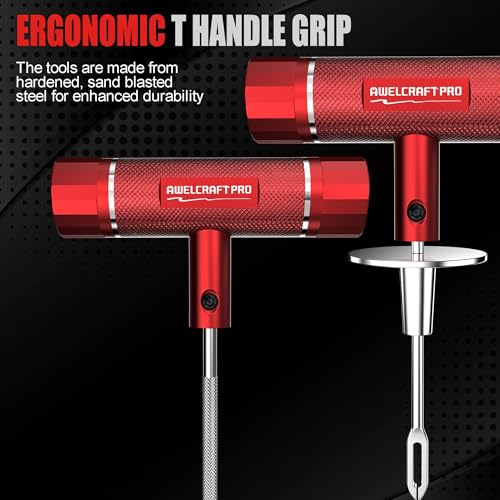Image of AWELCRAFT 108-Piece Heavy Duty Tire Repair Kit - Professional Flat Tire Plug Set with T-Handle Tools, 4-Way Valve Tool, Pliers, Storage Case