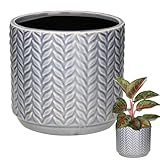 KOTARBAU® Blumentopf Blau Keramik rund ⌀ 12 cm Höhe 12,5 cm Glasierte Keramik 1 St. Blumenübertopf groß Übertopf Keramik Pflanztopf Keramik Blumentopf Keramik Pflanzkübel Keramik