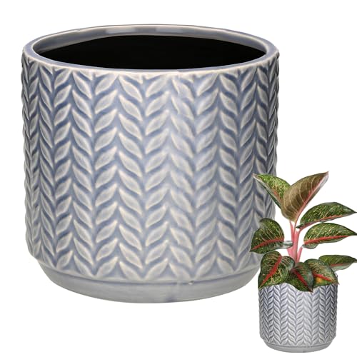 KOTARBAU® Blumentopf Blau Keramik rund ⌀ 12 cm Höhe 12,5 cm Glasierte Keramik 1 St. Blumenübertopf groß Übertopf Keramik Pflanztopf Keramik Blumentopf Keramik Pflanzkübel Keramik