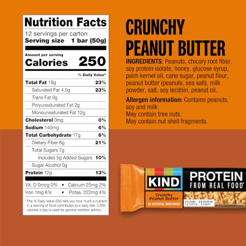 Image of KIND Protein Bars, Crunchy Peanut Butter, Gluten Free, Healthy Snacks, 12g Protein, 12 Count